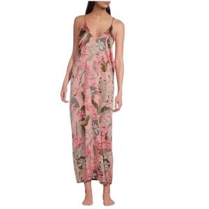 Van Winkle & Co Coral Iris Tropical V-Neck Maxi Chemise Dress S Sleeveless NWOT